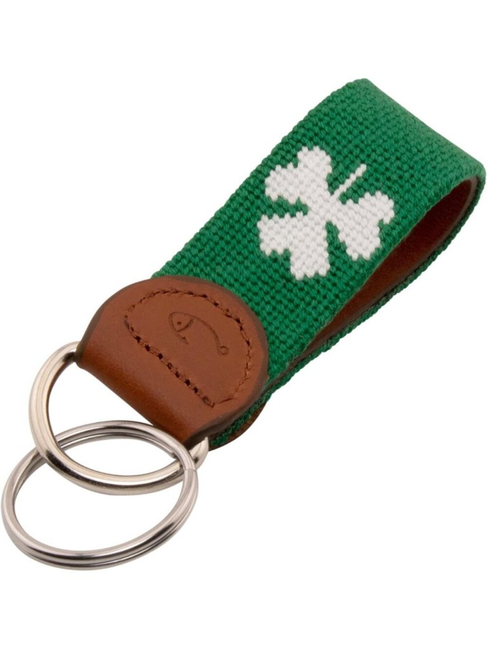 Hand-Stitched Leather Needlepoint Key Fob | Stylish Key Chain Accessory